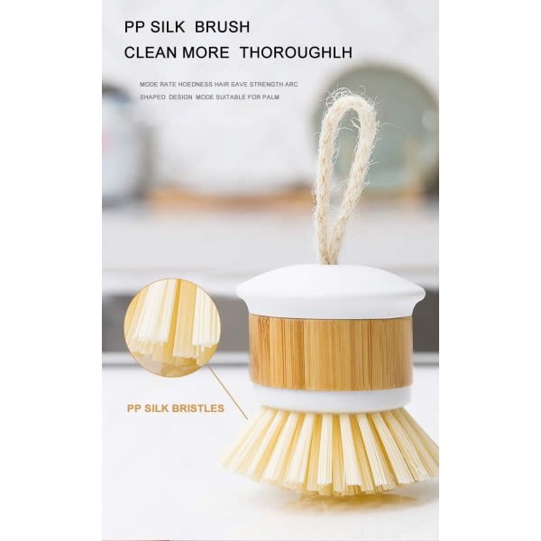 Bambu Palm Scrub Brush, Köksborste för Järngrytor Diskkruka SQBB