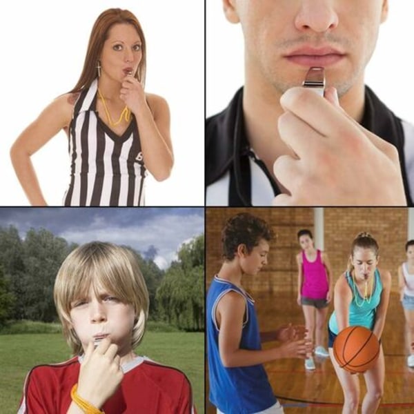 Visselpipa i rostfritt stål med gult band för domare, tränare, överlevnad, nödsituationer, fotboll, basket, hockey - Fonepro