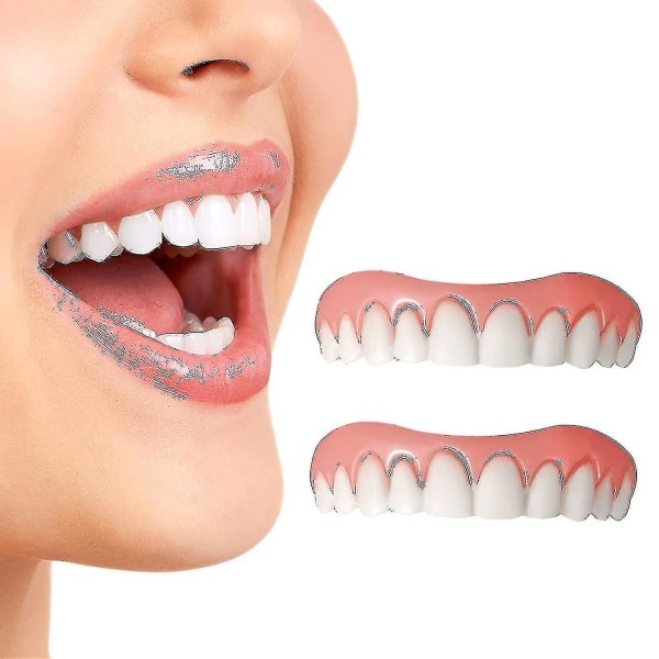 Pt 2 st falska tänder, proteser tänder för överkäken, naturliga och bekväma Tw