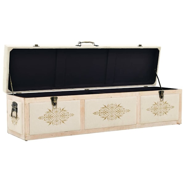vidaXL Oppbevaringsbenk 110 cm kremhvit heltre gran og stoff Creme 15000