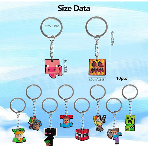 Figurspelet Nyckelring 10 Stycken Nyckelringar Barn Födelsedag Nyckelringar Modeller Presenter Födelsedagsgäster Barn för Skolväska.