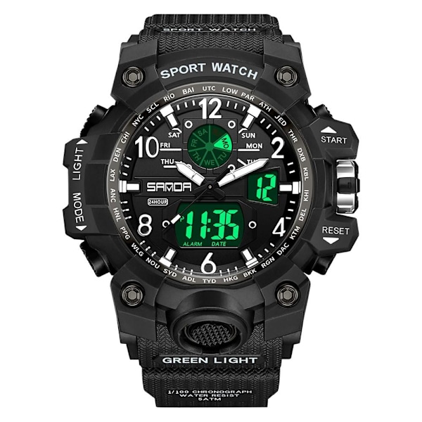 Armbandsklocka Armbandsur Digital vattentät sportklocka etc Black Svart