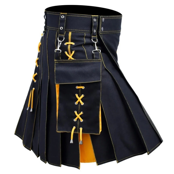 Miesten Utility Kilt Skotlantilainen Perinteinen Highland Yhtenäinen Laskostettu Solki Puku Kiltit Cargotaskuilla Punainen S Punainen Red S
