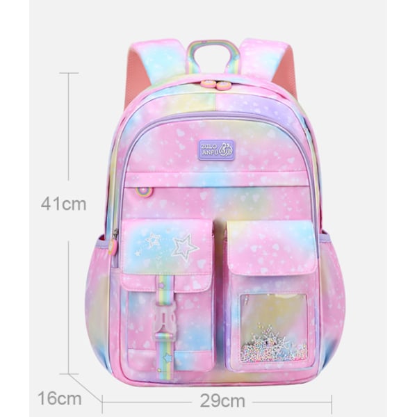 Söt färgglad vardagsryggsäck för flickor, tonåringar grundskola ryggsäck, primära skolväskor för tonå gradient Pink