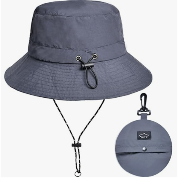 Foldbar bredskygget Bucket Hat Solhatte Grå Grå
