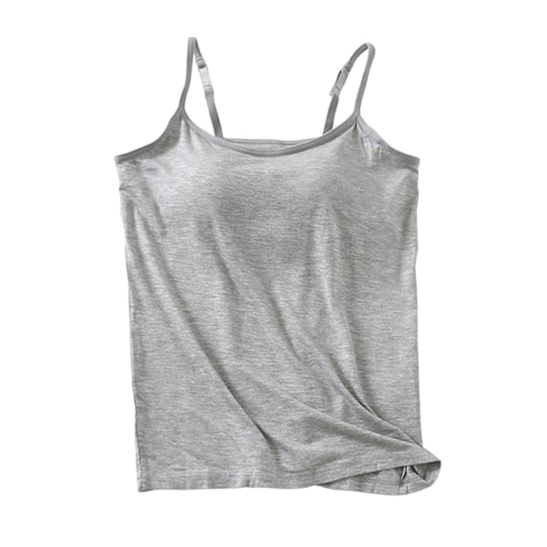 Damtanktop med indbygget BH Justerbare Spaghetti Stropper Tank Top til Kvinder Formel Daglig Fest Bal Hamp Aske Hemp Ash 3XL