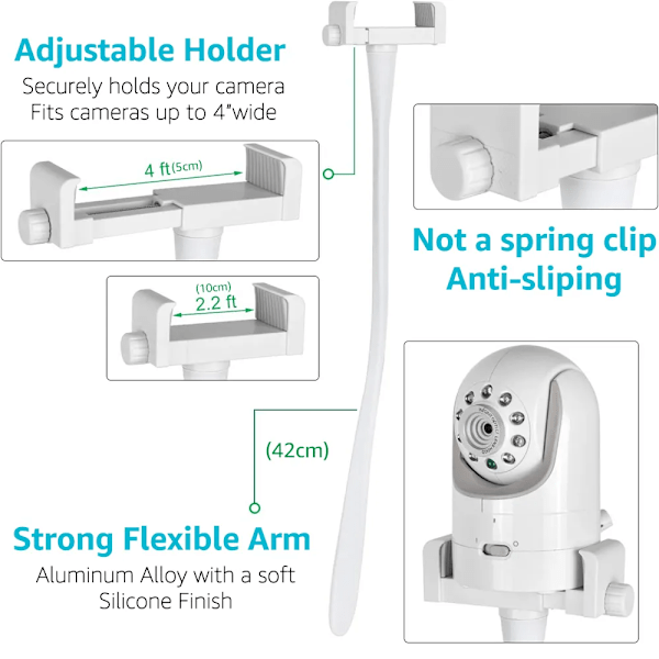 Universal Baby Monitor Holder Længere Hvid Fleksibel Silikon Baby Kamera Stativ