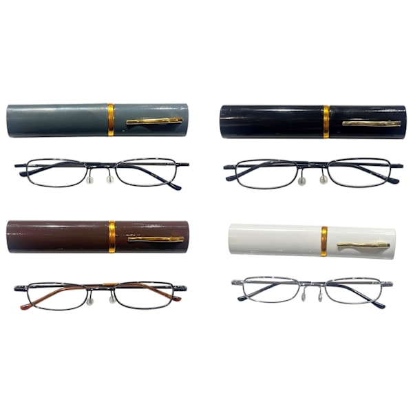 Läsglasögon 1.0-3.5 silver svart brun grå med fodral Brow Brown Brun Styrka 1.0