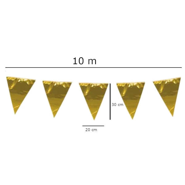 Vimpelgirlang Guld Perfekt som Festdekorationer 10 meter Skapa Feststämning på Bröllop, Barnkalas, Studentfest och Födelsedag - Girlanger & Vimplar Gold Guld