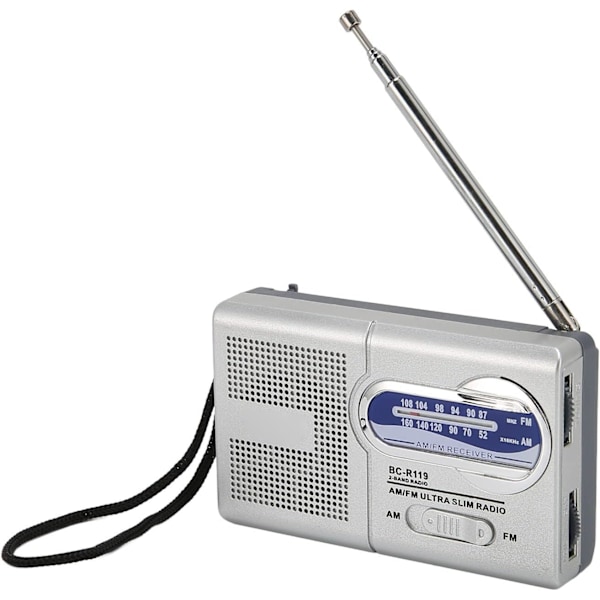 Bärbar radio, AM FM transistorradio med stor högtalare, batteridriven transistorradio, passar för seniorer och hem