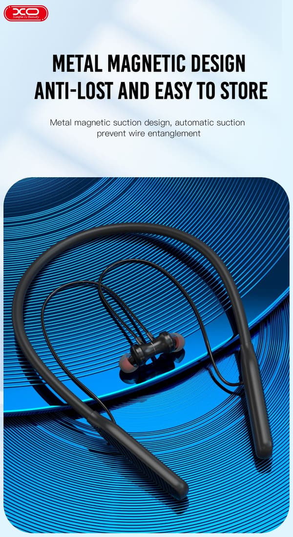 Bluetooth 50 timer musikk/samtale Handsfree Magnetisk Nakkebånd Black Svart