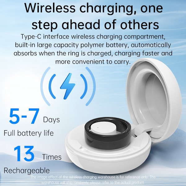 Smart Ring R1000 – Søvnmonitor, Bluetooth 5.0, Blodiltmåler Sort Svart 8
