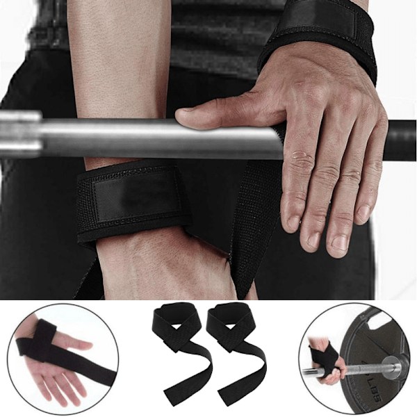 Løftestropper - Gym Dragremmer Svart 1 par (2 stk)