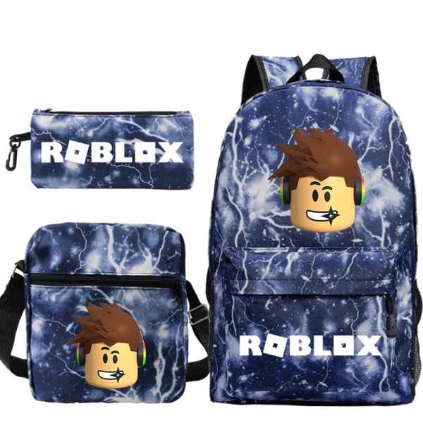 roblox spel perifert printed ryggsäck set grundskole- och gymnasieelever ryggsäck i tre set Thunder Blue 2