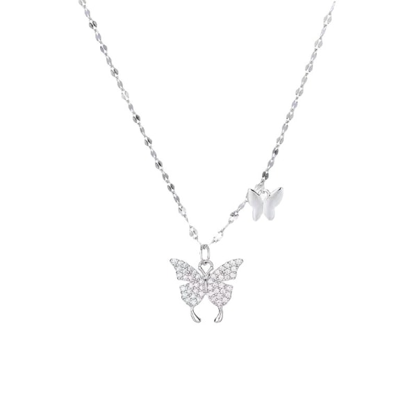 S925 sterling silver halsband Butterfly Girl enkel high-end mångsidig rosett Meiya halsband Alla hjärtans dag present