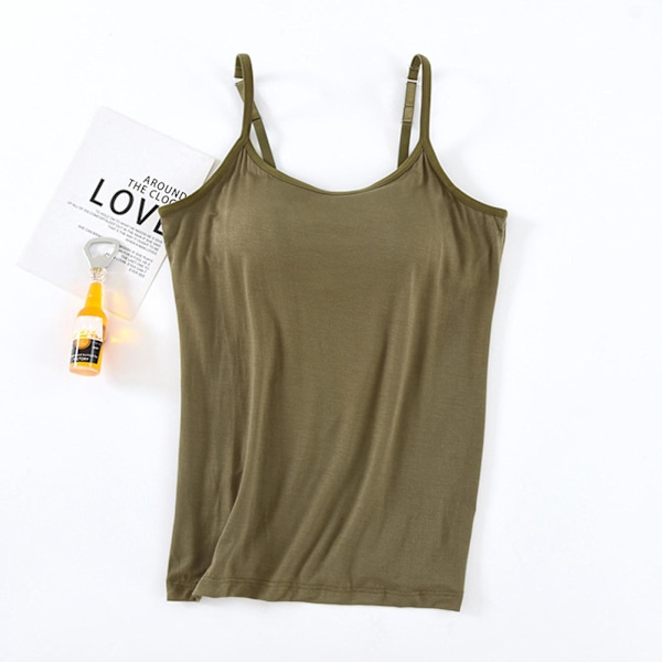 Damtanktop med indbygget BH Justerbare Spaghetti Stropper Tank Top til Kvinder Formel Daglig Fest Bal Hamp Aske Hemp Ash XL