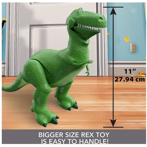 Mattel Pixar Toy Story Toys, Moving Talking Rex Dinosauriefigur, Roarin skrattar, 10,8 tum lång med 40 fraser och mun- och armrörelser, barngåva