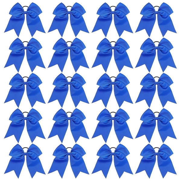 20 st 8 tums Cheer-hårrosetter Stora Cheerleading-stora hårbågar med hästsvanshållare Handgjorda Grosgrain Ribbon-hårtillbehör för tonårsflickor (blå)