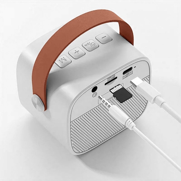 Portabelt Karaokeset med trådlösa mikrofoner White Vit