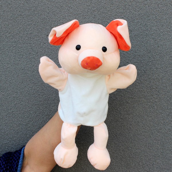 Handdocka leksak buktalande djurhandske docka mun kan röra handdocka dagis föreställningsberättelse interaktion pink pig 30cm large hand puppet