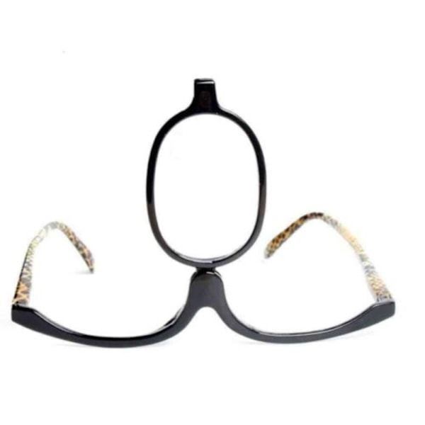 Forstørrelsesglas Makeupbriller Nedfældelige linser Sort ramme +1.5-4 Styrke Strength 2.00