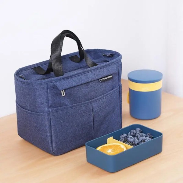 Slidstærk madpose i tykt Oxford-stof sort black 23*15*20cm
