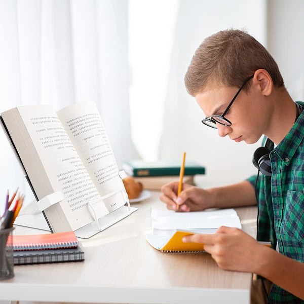 Bokställ för studier Läsställ för justerbara böcker Pult Studie Oppositioner Köksläsställ. White