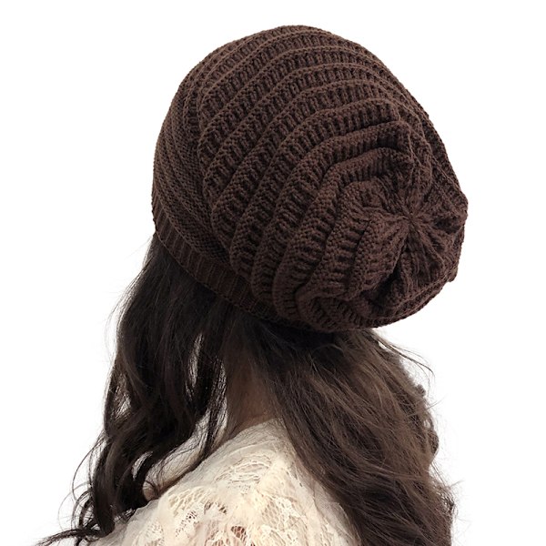 Huvudbonad Dam Beanie Varm Stickad Mössa Söt Mössa för Kallt Väder coffee