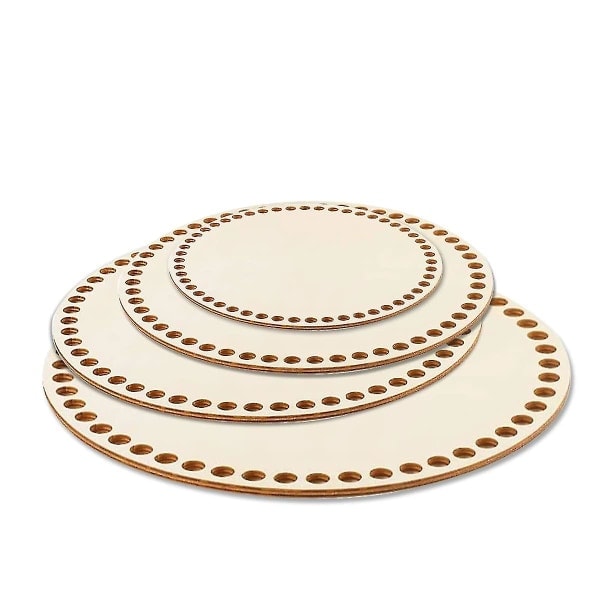 4 stk Runde Træbaser til Hæklede Kurve Diameter 10cm/15cm/20cm/25cm Cirkulær Træbase Trækurv Bund