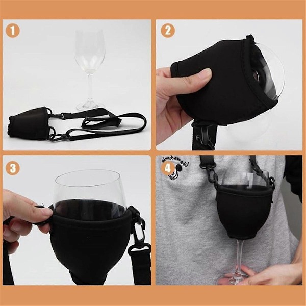 4 stk Bærbare Vinglassholdere Stropper Vinglass Sling Ok Vinglassholder Støtte Halsrem for Bursdag