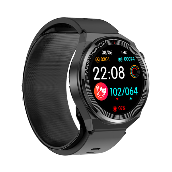 Smartwatch med EKG, blodtryk, hjertefrekvens, iltmætning Svart Sort
