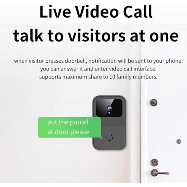 Smart Wi-Fi videodörrklocka med ringklocka, trådlös fjärrkontroll, säkerhetsdörrring, kamera, dörrklocka övervakning