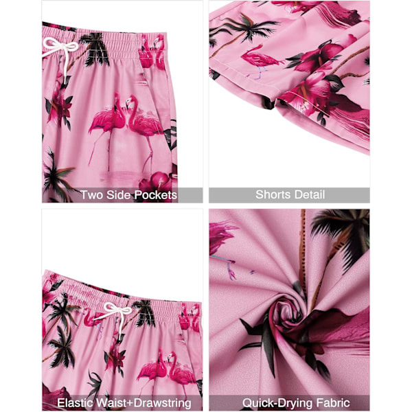 Miesten Havaiji-paita ja shortsit setti Regular Fit lyhythihainen rento funky ranta flamingo paita setti S S Pink Flamingo Beach