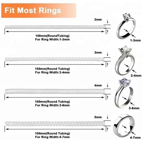 Ringstorleksjusterare Ring Guard Clip Osynlig Åtdragare Transparent Resizer för Lös Ring Set med 4 Storlekar Pack med 4