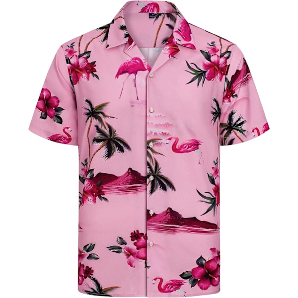 Miesten Havaiji-paita ja shortsit setti Regular Fit lyhythihainen rento funky ranta flamingo paita setti S S Pink Flamingo Beach