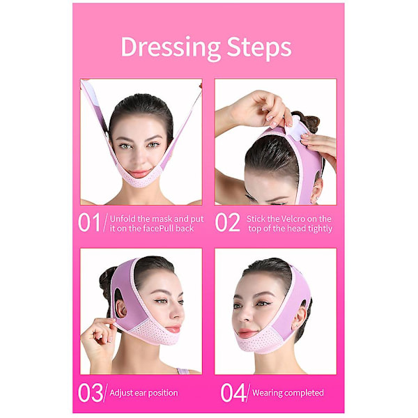 Gjenbrukbar V Line Maske Ansikts Slankende Stropp Dobbelthake Reduc Pink Purple
