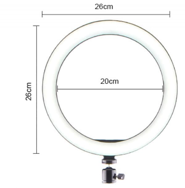 26cm LED-ringlys makeup-ringlys til video, studio, makeup, dæmpbar med 3 lysindstillinger, let at bære og installere
