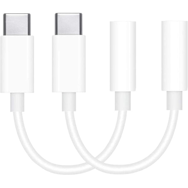 2x Adapter USB-C till 3.5mm Vit White one size
