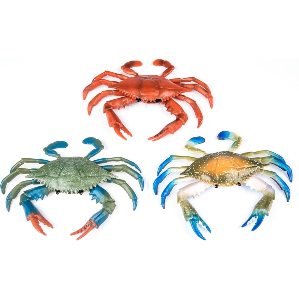 3 ST Faux plast realistisk krabbadekor Blå krabba väggdekor Tiki Bar Simulerad Sea Life Djurstaty