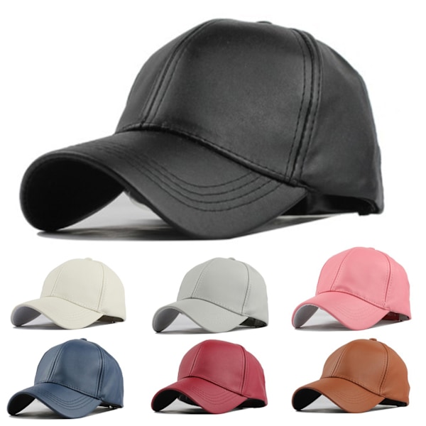 Unisex PU-skinn baseballcaps Snapback Hip-hop sport avslappede justerbare hatter navy