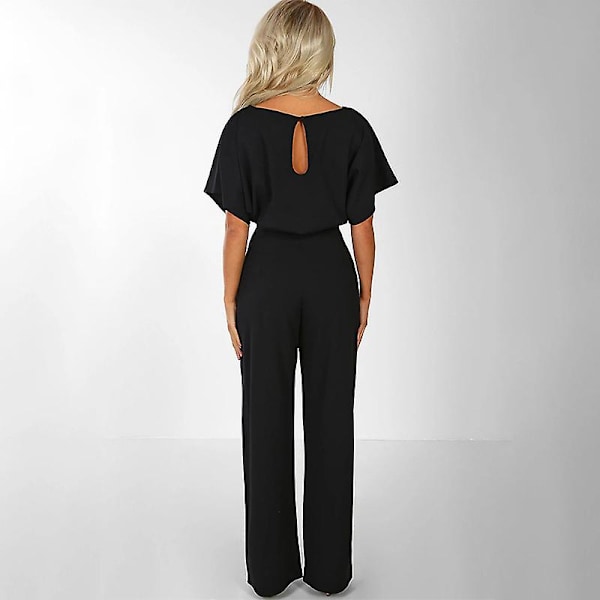 Dame Jumpsuit Casual Vida Ben Dame Aften Fest Lang Playsuit Sort Black 3XL