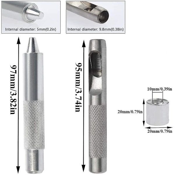 Öljettkit med öljetter, 100 set öljetter 12mm, reparationskit för presenning