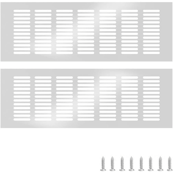 2 st 300x100mm Luftventilationsgaller Silver Ventilation Galler Metall för Skåp Skoskåpsdörr Hårdvara Tillbehör