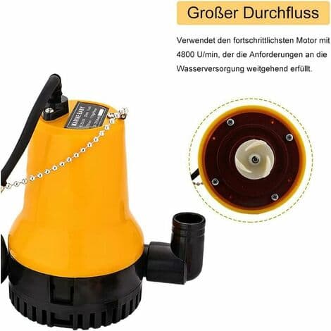 12V dränkbar vattenpump 50W dränkbar pump 4200L/H DC pump Smutsvattenpump Bärbar ledningslängd 2,3 meter Med cl