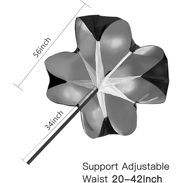 Löparparachute, 56 tum hastighetsparachute motståndsparachute hastighetsträningsparachute med justerbar rem löpningssprintchute.
