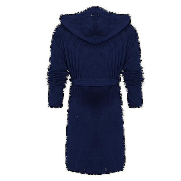 Vinterfleece morgonrock Dam morgonrock Huva Fluffig Handdukspläd Badrock Royal Blue Royal Blue S