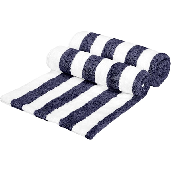 Bomulls frotté Cabana randig strandhandduk och poolhandduk, mjuk och absorberande, 1-pack, marinblå, 30\" x 60\"