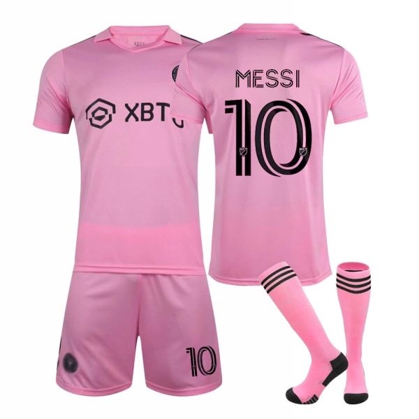 MLS 23/24 Miami Jersey nr 10 Messi hemma och borta fotbollsdräkter för vuxna barn Miami pink size 10 socks XL