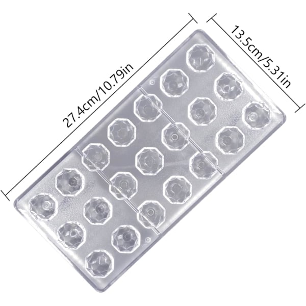 2PCS Chokladform, Polykarbonat Chokladform, 3D Transparent Polykarbonat Chokladform Diamond