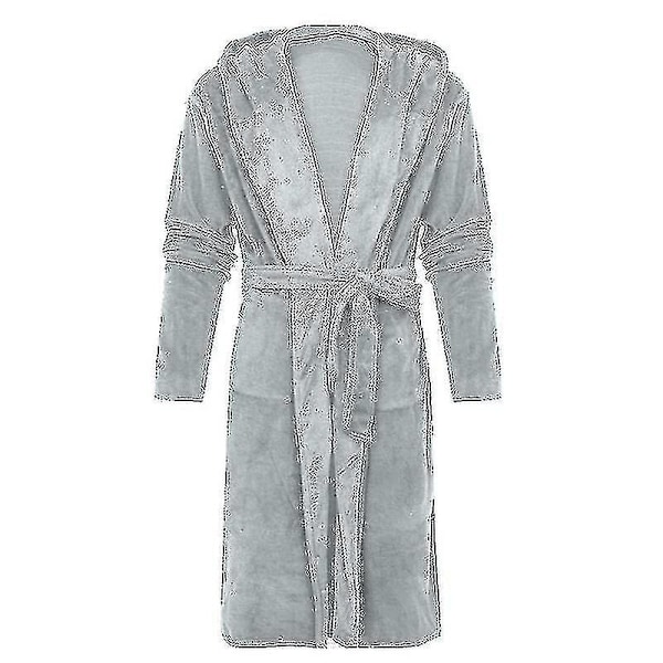 Vinterfleece morgonrock Dam morgonrock Huva Fluffig Handdukspläd Badrock Grå Grey Grey 3XL